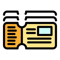 Poster - Delivery online ticket icon. Outline delivery online ticket vector icon color flat isolated