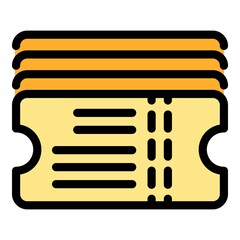 Poster - Public bus ticket icon. Outline public bus ticket vector icon color flat isolated