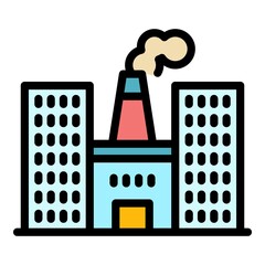 Poster - Metallurgy factory icon. Outline metallurgy factory vector icon color flat isolated