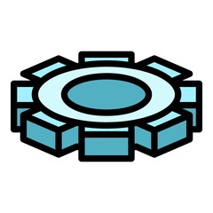 Poster - Metallurgy cog wheel icon. Outline metallurgy cog wheel vector icon color flat isolated