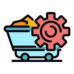 Poster - Metallurgy mine wagon icon. Outline metallurgy mine wagon vector icon color flat isolated