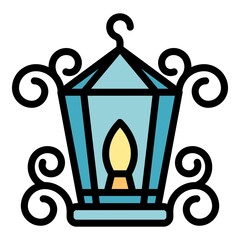 Poster - Blacksmith metal lamp icon. Outline blacksmith metal lamp vector icon color flat isolated