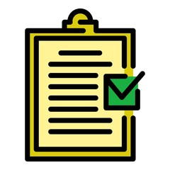 Poster - Verification act icon. Outline verification act vector icon color flat isolated