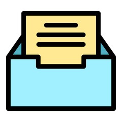 Sticker - Storage files box icon. Outline storage files box vector icon color flat isolated
