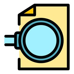 Poster - Magnifying paper icon. Outline magnifying paper vector icon color flat isolated