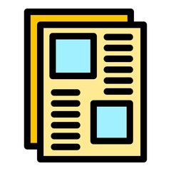 Sticker - Text documents icon. Outline text documents vector icon color flat isolated