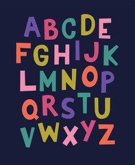 Wall Mural - Colorful hand drawn uppercase alphabet vector design.