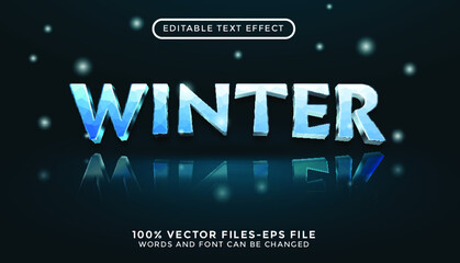 Poster - winter text. editable text effect with crystal style premium vectors