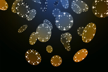 Fototapete - Gambling game, casino 3d golden chips. VIP poker chips