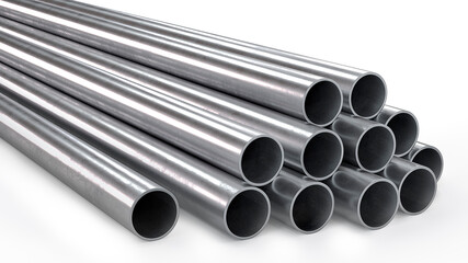 Metal pipes isolated on the white background. 3d illustration