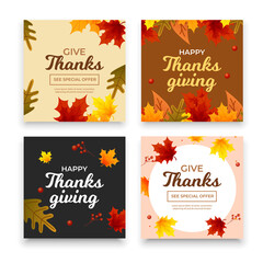 Wall Mural - thanksgiving card background, thanksgiving social media template	