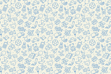 seamless pattern of kids toys. baby background, vector illustration.