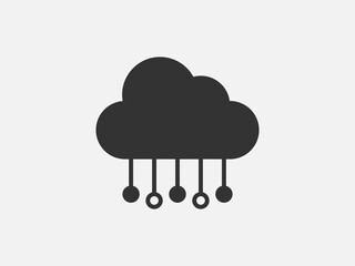 Poster - Technology icon vector cloud computing connection. Big data global server. Line design symbol.