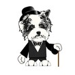 Illustration of a Dog in a Tuxedo