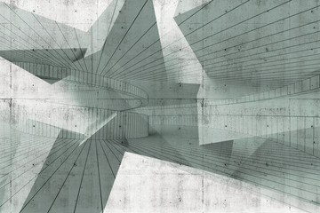Wall Mural - abstract geometric background, parametric wire frame 3d pattern
