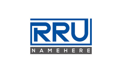 RRU Letters Logo With Rectangle Logo Vector