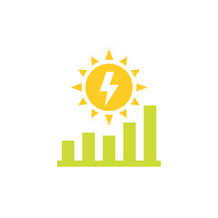 Wall Mural - solar energy production level icon with a graph