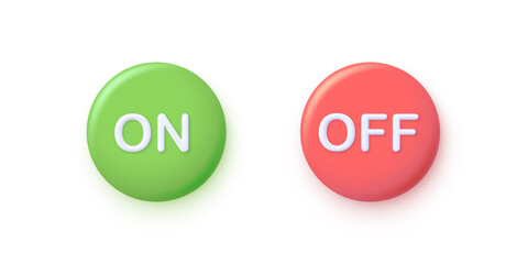 Poster - On and off interface round push buttons set, 3d web interface circle click elements