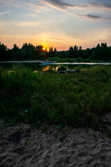 Wall Mural - Warm summer sunset on the Volga River