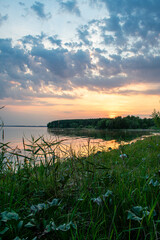 Wall Mural - Warm summer sunset on the Volga River