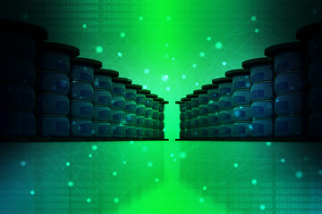 Poster - 3d rendering Database storage data base