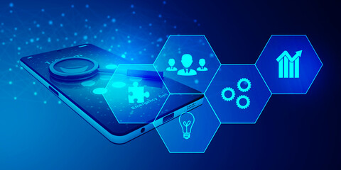 Poster - 3d rendering mobile phone search
