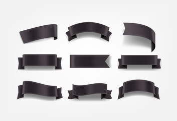 Aufkleber - Black silk ribbons vector set isolated on white