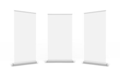 Poster - Empty white clean rool up advertising banners vector set