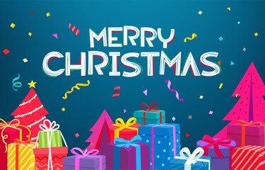 Aufkleber - Merry Christmas greeting card. Vector concept with gift boxes