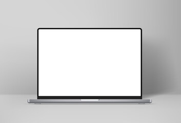 Aufkleber - Modern laptop computer vector 3d mockup in interior. Vector notebook photoreal detailed illustration