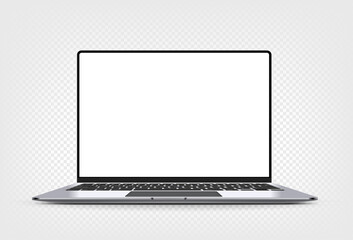 Aufkleber - Modern thin frame laptop computer vector 3d mockup with shadow isolated on transparent background