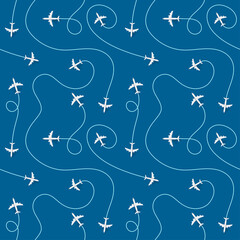 Poster - Airplane destinations vector seamless background