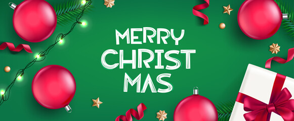 Aufkleber - Christmas flat lay background with holiday elements