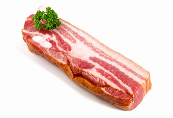 Wall Mural - Smoked Bacon on white Background - Isolated