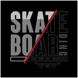 Vector illustration on the theme of skateboarding and skateboard in New York City, Brooklyn. Vintage design. Grunge background. Sport typography, t-shirt graphics, poster, print, postcard