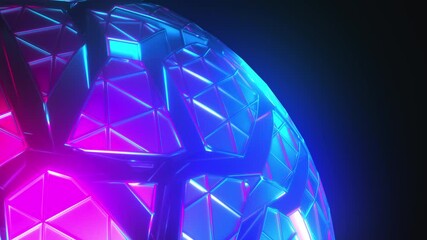 Poster - polygonal 3d render round frame with broken joints and cyber fractals. geometric futuristic ball wit