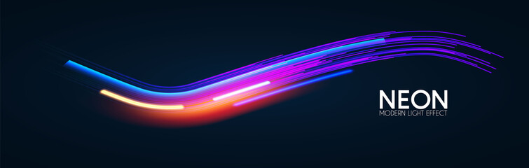 Motion striped light effect with fluid color. Abstract shining wave background. Magic screen design