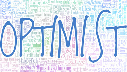 Wall Mural - Optimist vector illustration word cloud isolated on white background.