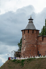 Wall Mural - The tower of the Nizhny Novgorod Kremlin made of red brick