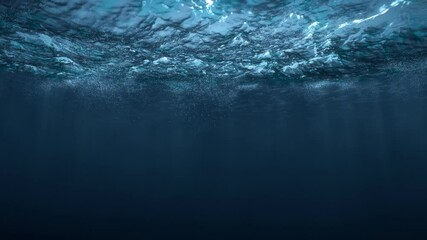 Wall Mural - View of the waves of the stormy sea from under the water. Seamlessly looped video.