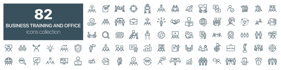 Wall Mural - Business training and office icons collection. Vector illustration eps10