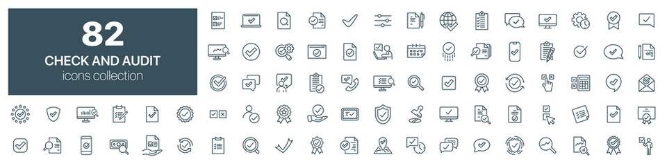 Leinwandbilder - Check and audit line icons collection. Vector illustration eps10