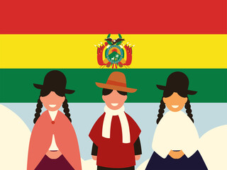 Wall Mural - flag and people bolivia