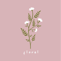  White Flower Symbol. Social Media Post. Floral Vector Illustration.
