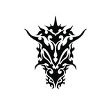 Fototapeta Panele - Black Tribal Dragon Head Logo on White Background. Tattoo Design Stencil Vector Illustration