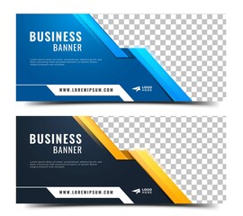 Wall Mural - Set of Business banner template design. Editable modern banner cover header template design with place for the photo.