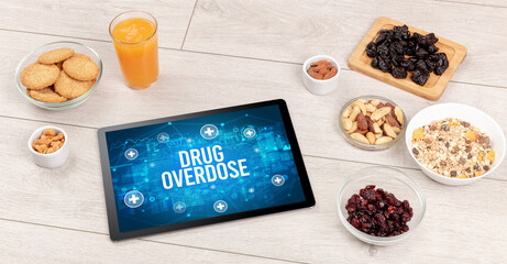 Tablet Pc with fruits, healthy concept