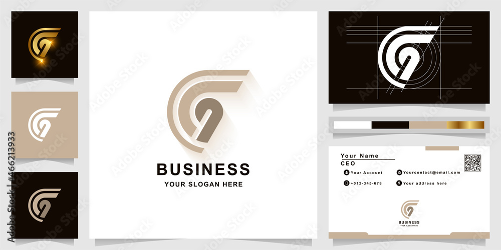 Letter G or CG monogram logo template with business card design Stock ...