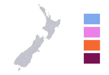 Wall Mural - Infographics of New Zealand map, individual regions blank