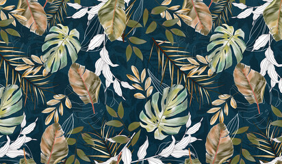 beautiful pattern of tropical leaves. wall decor. a mural for the room. photo wallpapers for the int